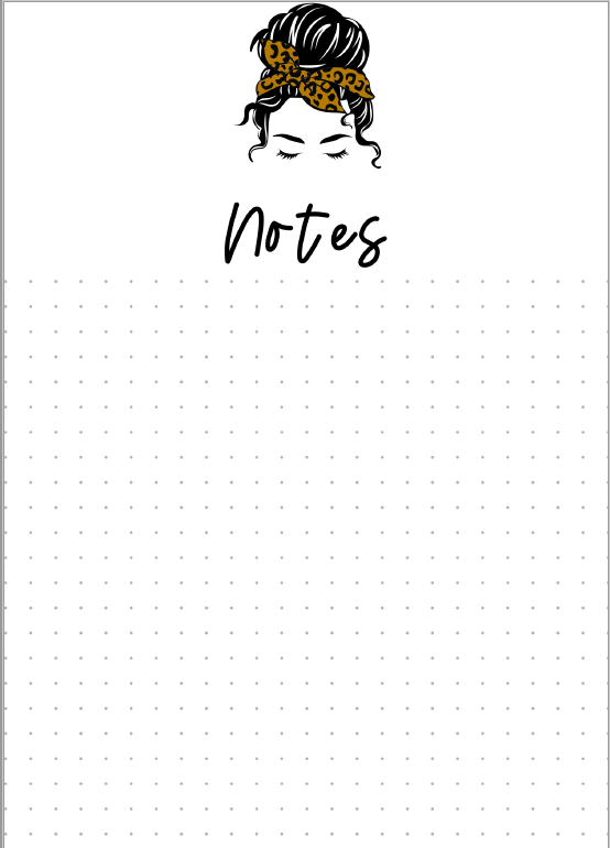 Bun Girl B6 Printable Calendar, Notes, Packing List & To Do List (Digital Download)