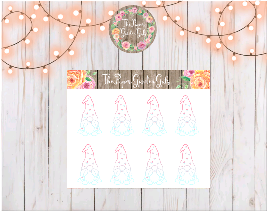 Valentine's Day Ombre Gnomes Sticker Sheet