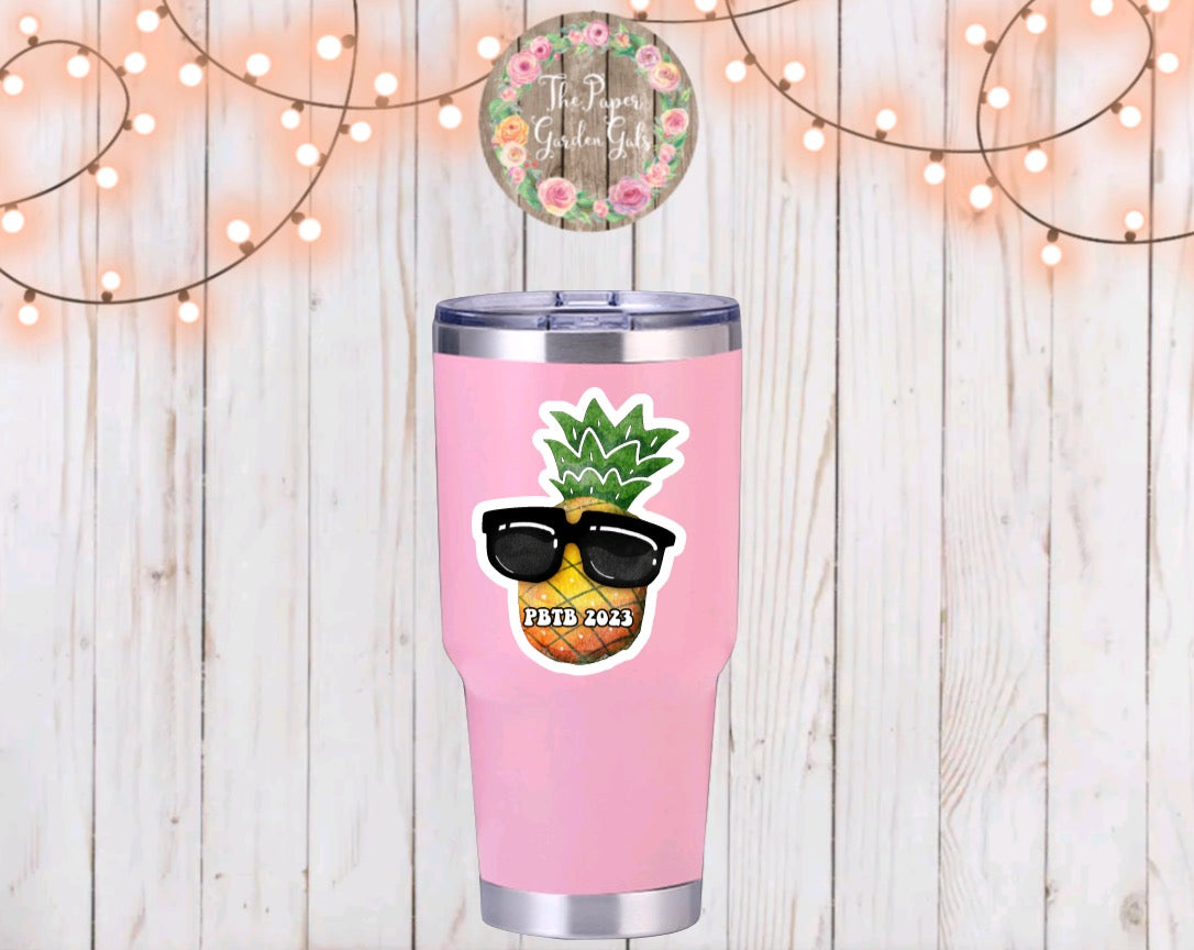 Pineapple with Sunglasses Vinyl Sticker Planning by the Beach 2023 Style