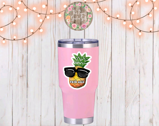 Pineapple with Sunglasses Vinyl Sticker Planning by the Beach 2023 Style