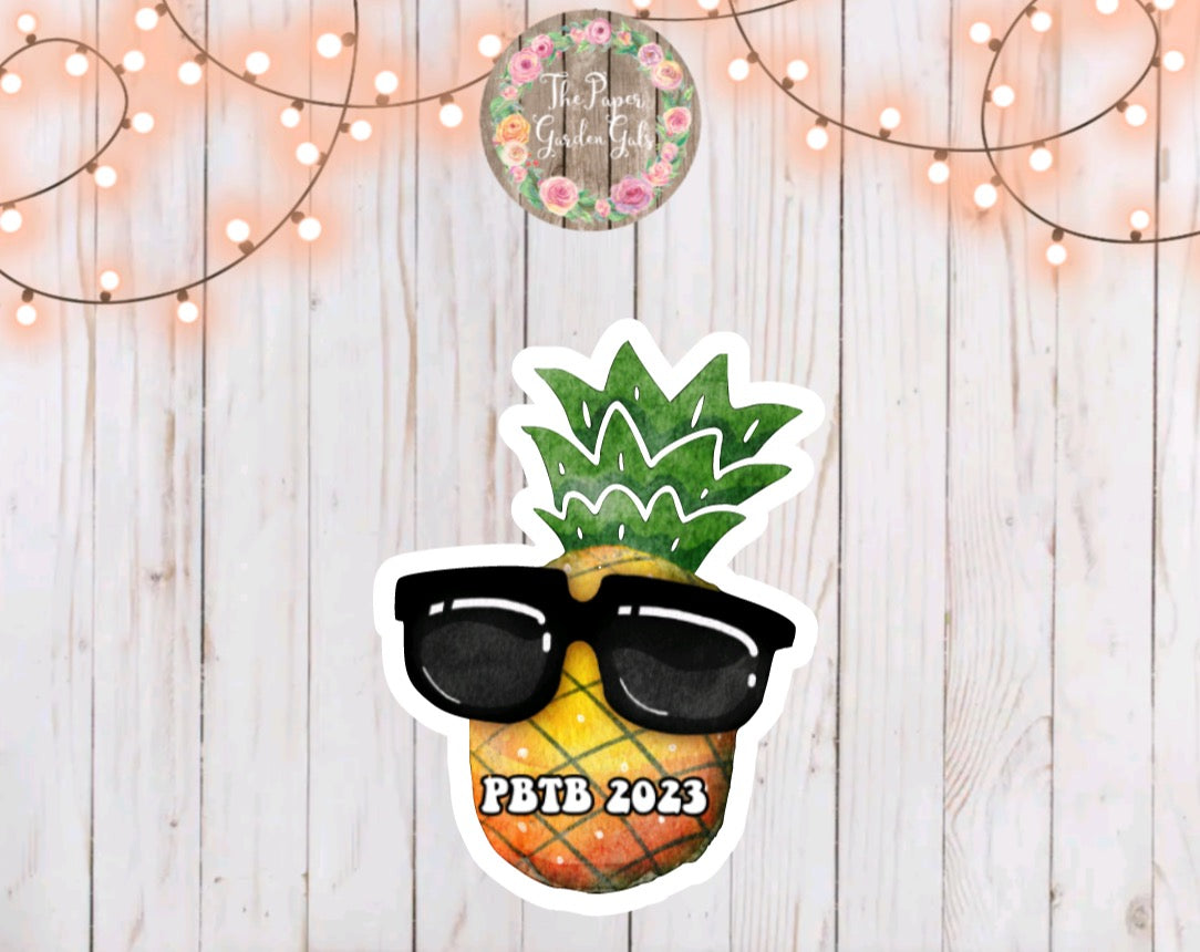 Pineapple with Sunglasses Vinyl Sticker Planning by the Beach 2023 Style