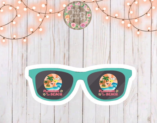 Teal Sunglasses Vinyl Sticker Planning by the Beach 2023 Style