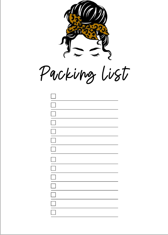 Bun Girl B6 Printable Calendar, Notes, Packing List & To Do List (Digital Download)