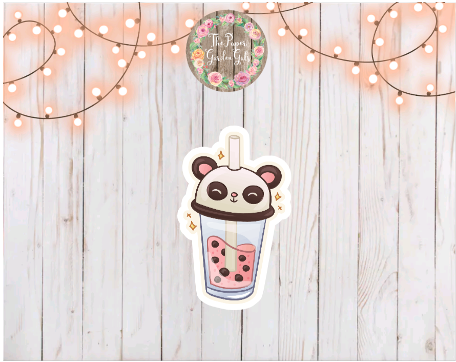 Panda Boba Vinyl Holographic Sticker