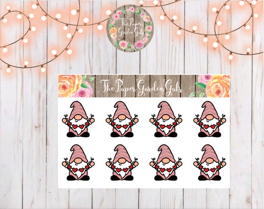 Pink Gnomes with Hearts Sticker Sheet