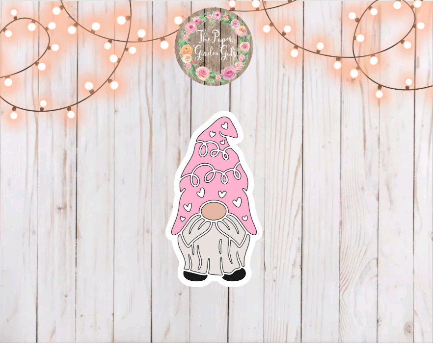 Pink Gnome Vinyl Holographic Sticker