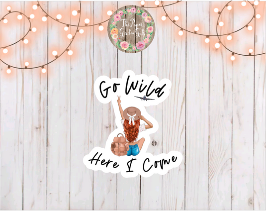 Red Head Go Wild Here I Come Vinyl Holographic Sticker