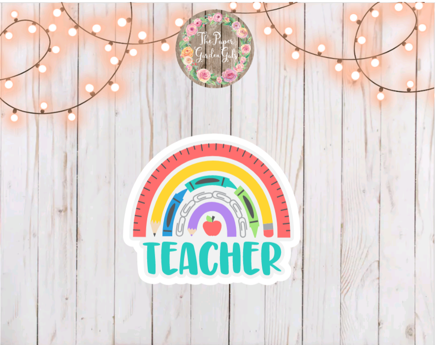 Teacher Rainbow Vinyl Holographic Sticker