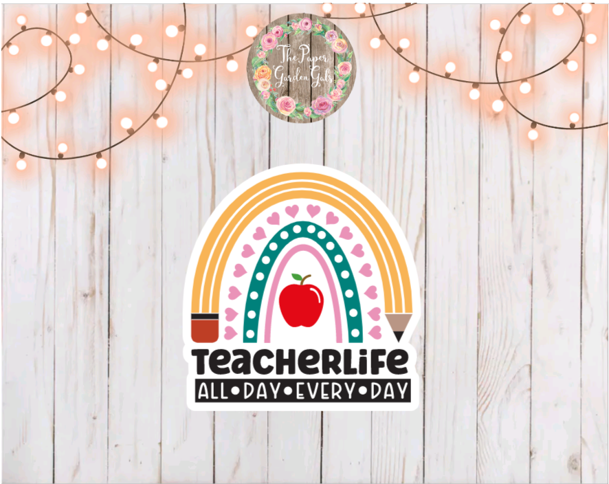 Teacher Life Rainbow Vinyl Holographic Sticker