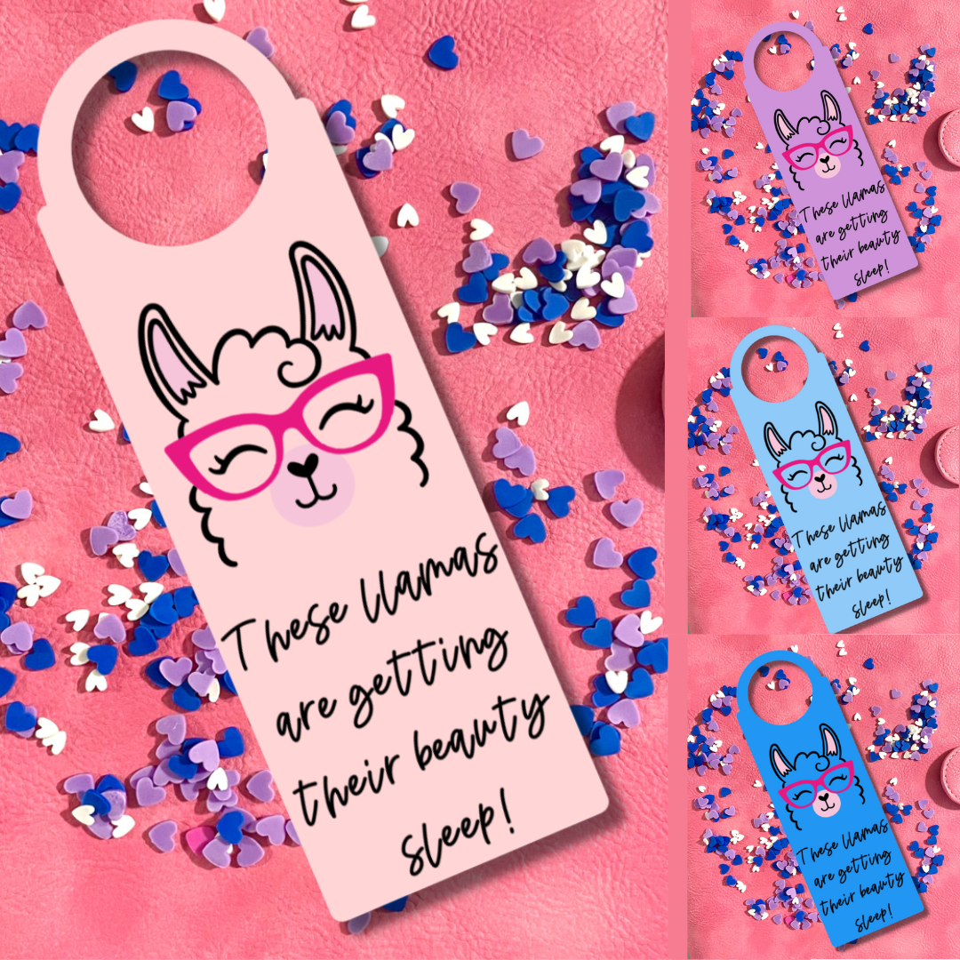 Llama Door Hanger - These llamas are getting THEIR beauty sleep!