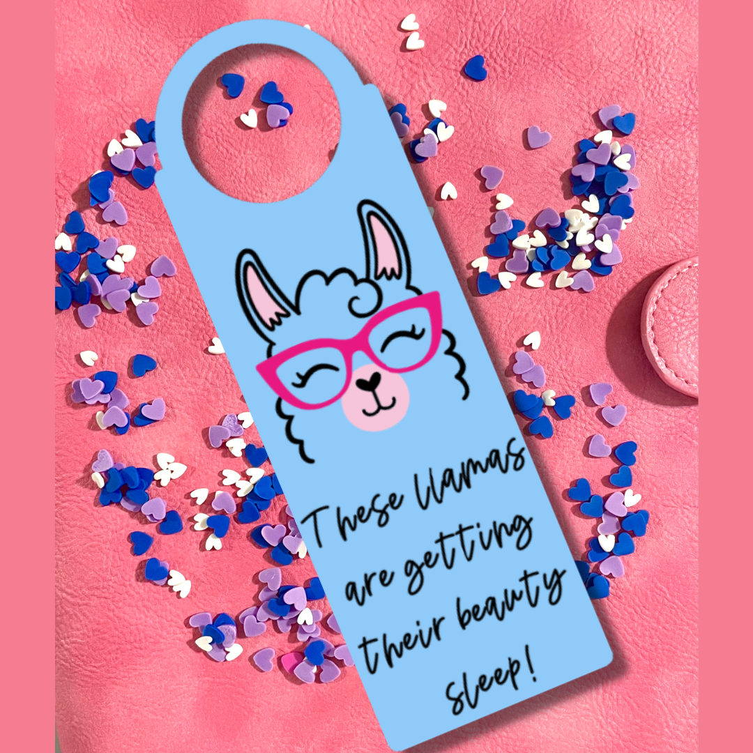 Llama Door Hanger - These llamas are getting THEIR beauty sleep!