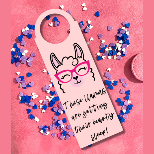 Llama Door Hanger - These llamas are getting THEIR beauty sleep!