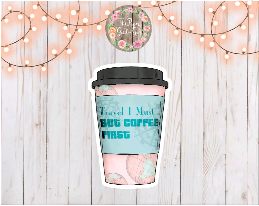 Travel Coffee Cup Vinyl Holographic Sticker