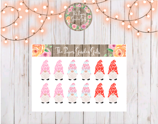 Tall Pink, Ombre and Red Gnomes Sticker Sheet