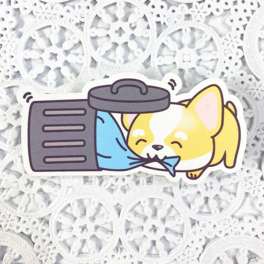 Corgi Eating the Trash Vinyl Sticker | Decal | Planners | Laptop Decal | HydroFlask | Water Bottle Sticker