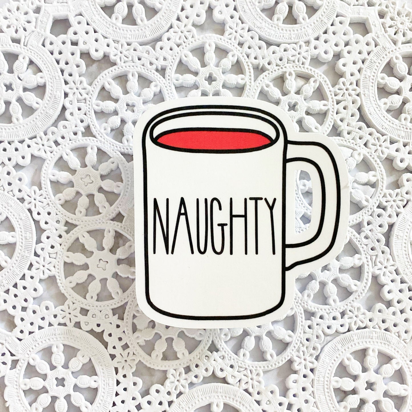 Naughty Mug Vinyl Sticker | Decal | Planners | Laptop Decal | HydroFlask | Water Bottle Sticker | Holidays