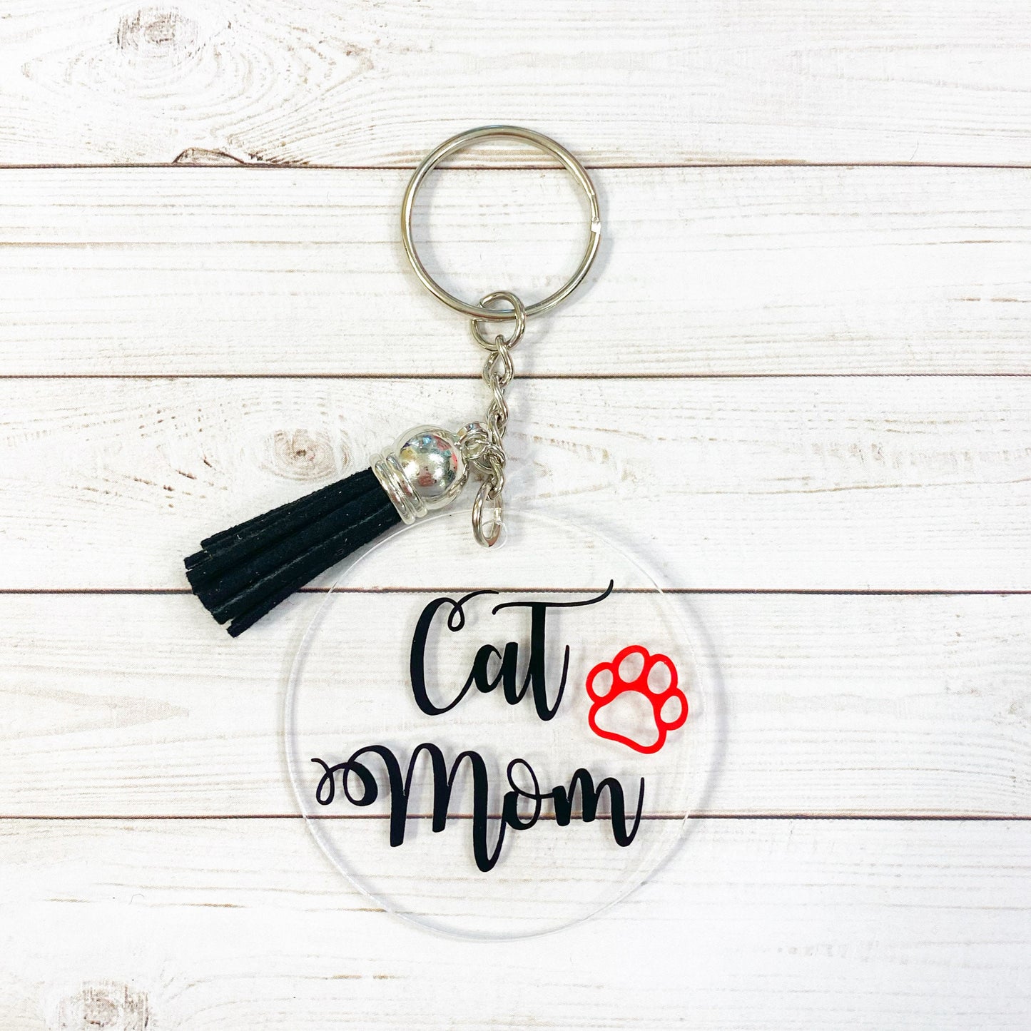 Cat Mom Acrylic Keychain | Fur Babies | Fur Mom | Paw Print