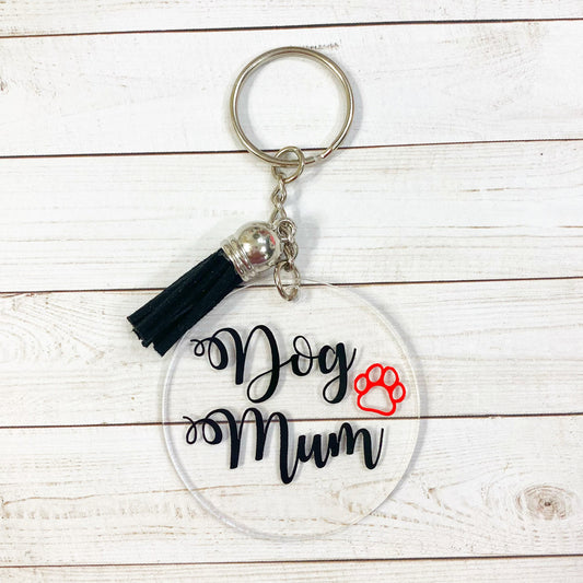 Dog Mum Acrylic Keychain | Fur Babies | Fur Mom | Paw Print