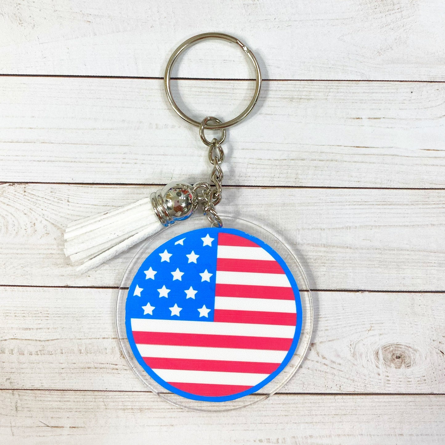 U.S.A. Acrylic Keychain | Key Ring | Tassel | America | 'Merica