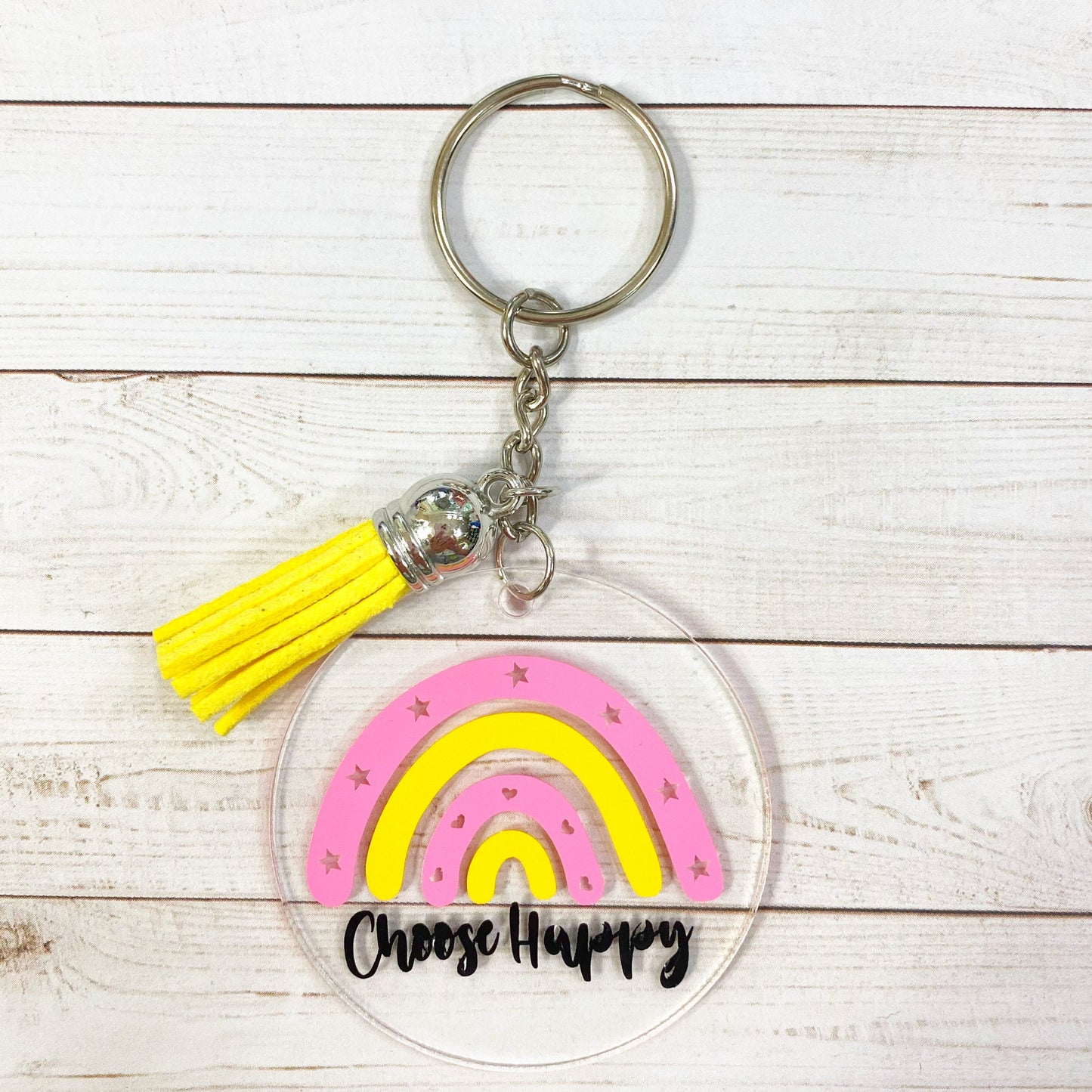 Choose Happy Acrylic Keychain | Happiness | Rainbow | Love