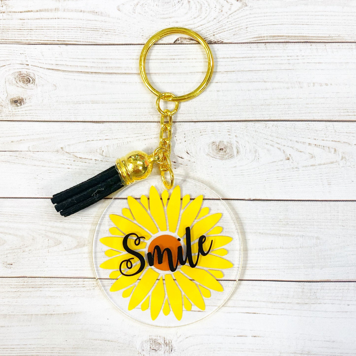 Smile Sunflower Acrylic Keychain | Happy | Smile | Flower | Key Ring | Happiness