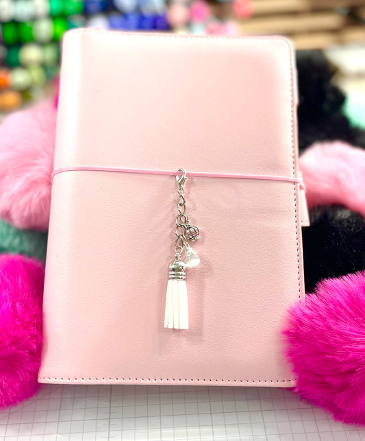 White Tassel Dangle Charm with Crown