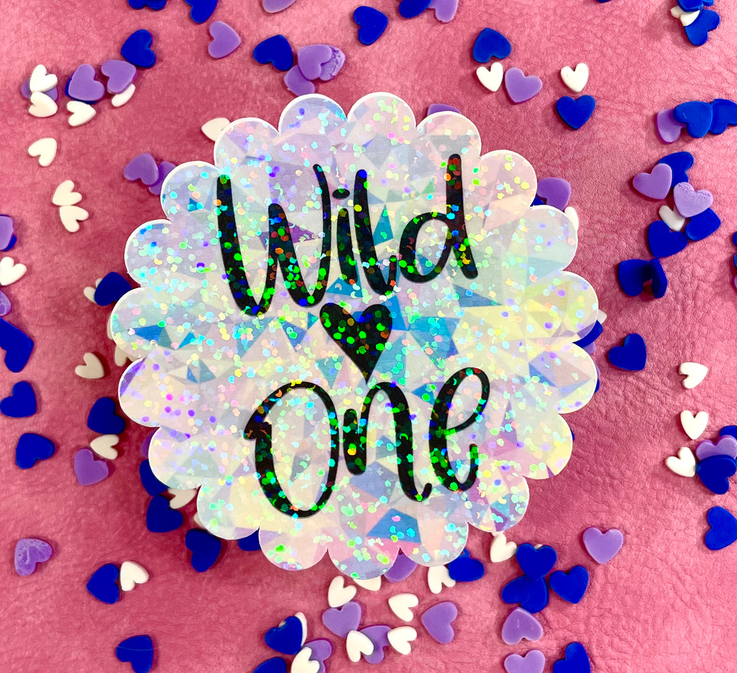 Go Wild Inspired Wild One Scalloped Vinyl Holographic Sticker