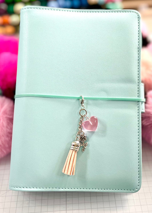 Light Pink Tassel Dangle Charm with Rose and Heart