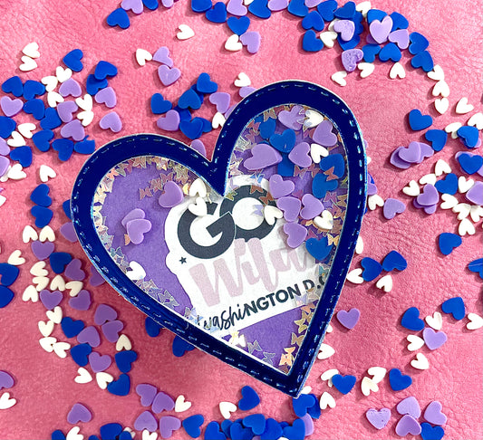 Purple Heart Shaker Embellishment with Go Wild Logo