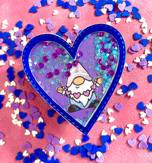 Purple Heart Shaker Embellishment with Gnome (Go Wild Inspired)